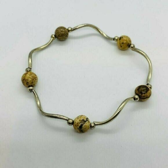 Los Angeles Boutique Sandstone Jasper Elastic Stretch Bracelet NEW Boho Bangle - Picture 2 of 3